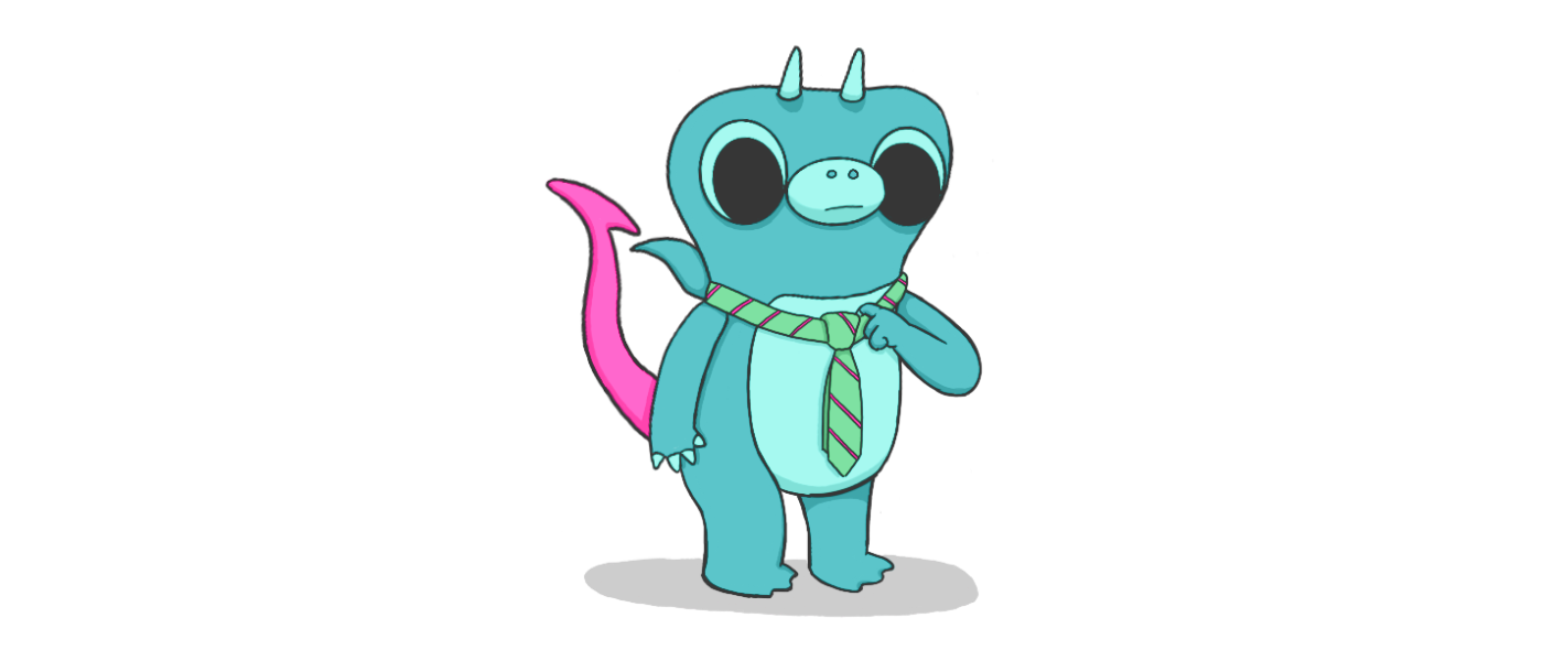 Sparky the boldstart mascot wearing a tie.